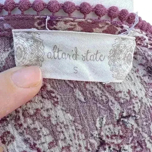 Altar’d State Mauve Purple Paisley Boho Tie-Front Top S - Picture 7 of 10
